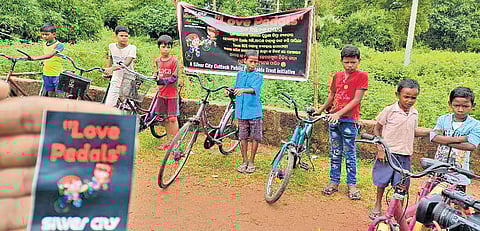 Children with their cycle gift in Cuttack| Express