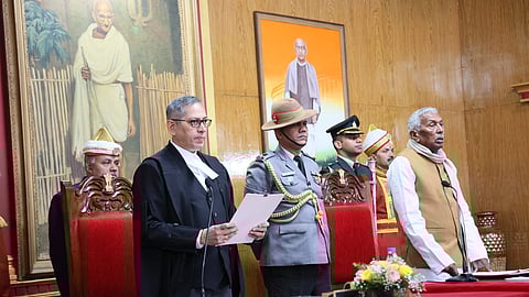 Justice S Vaidyanathan sworn in as the Chief Justice of the High Court of Meghalaya by Phagu Chauhan, Governor of Meghalaya in the Durbar Hall of the Raj Bhavan in Shillong.