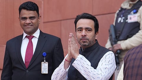 Rashtriya Lok Dal  MP Jayant Singh at the Parliament House complex during the Budget session, in New Delhi, Saturday, Feb. 10, 2024