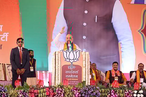 BJP leader Amit Shah at an election campaign in Madhya Pradesh