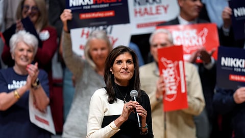 Republican presidential candidate former UN Ambassador Nikki Haley speaks during a campaign event Wednesday, Feb. 28, 2024, in Orem, Utah.