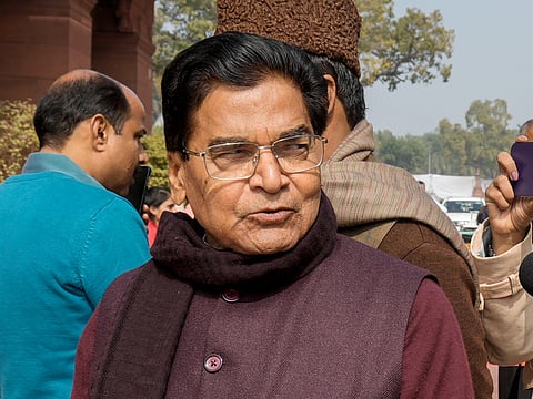 Samajwadi Party MP Ram Gopal Yadav at Parliament House complex during the Budget session, in New Delhi.