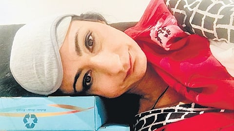 Prof Nitasha Kaul at Kempegowda International Airport after she was detained by immigration officials