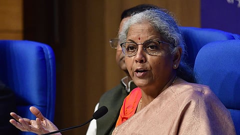 Union Finance Minister Nirmala Sitharaman during a press conference.