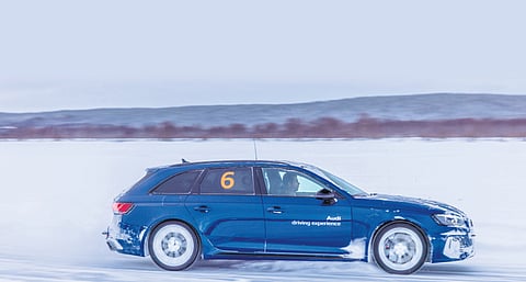 An Audi RS4 at the 
Ice Experience