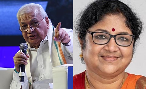 Governor Arif Mohammed Khan  and Education minister Bindu.