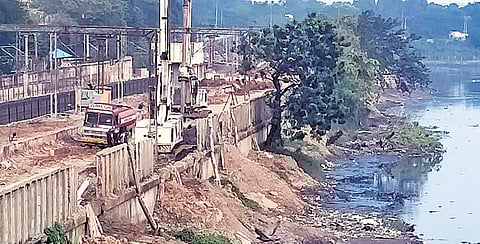 Chennai: Debris from rly works dumped into Cooum