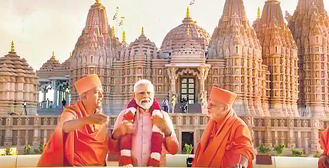 Prime Minister Narendra Modi during the inauguration of the BAPS Hindu Mandir in Abu Dhabi, UAE.