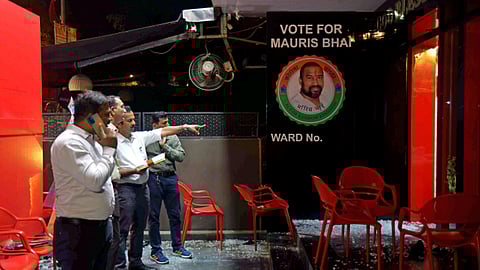 Officials carry out an inspection after Shiv Sena (Uddhav Balasaheb Thackeray) leader Abhishek Ghosalkar was allegedly shot by unidentified people during a Facebook live in Mumbai