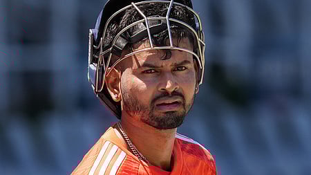 India's Shreyas Iyer during a practice session before the second Test match against South Africa, Jan. 1, 2024.