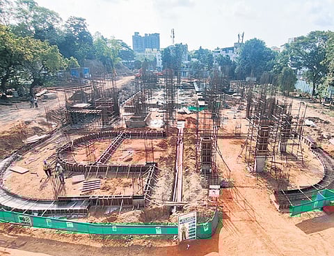 Works underway at Egmore station.