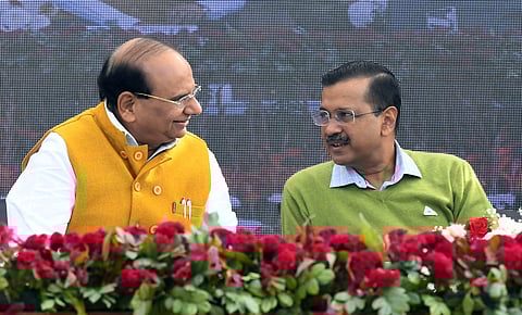 Delhi Chief Minister Arvind Kejriwal during AAP workers' meeting, in New Delhi, Sunday, Sept. 15, 2024.