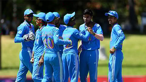 India U-19 posted 492 in 133.3 overs against Australia U-19 on the second day of the Australia U-19 tour of India multi-day series played at the MAC stadium.