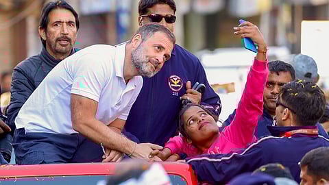 Congress leader Rahul Gandhi during the 'Bharat Jodo Nyay Yatra', in Deoghar district.