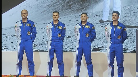 The four astronauts at the Vikram Sarabhai Space Centre. 
