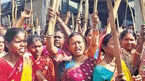 File photo of women on warpath in Sandeshkhali, West Bengal.