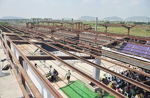 A view of redevelopment works at Gunadala railway station.