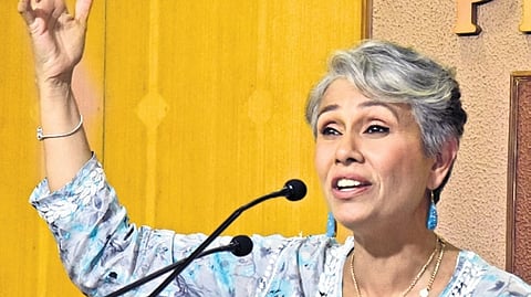 Sangita Iyer, director of Voices for Elephant Society, at Ernakulam Press Club on Friday.