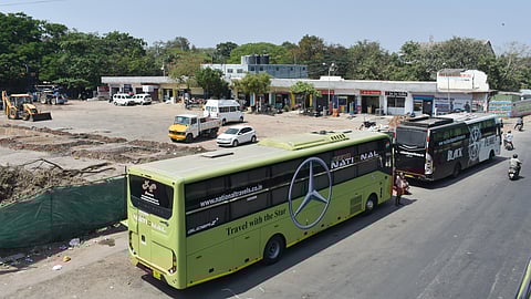 A scene outside the bus stand on the Sathy road in Coimbatore.