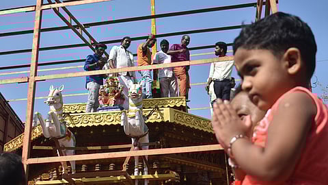 12.02.2024: Coimbatore: Arulmigu Koniamman Temple authorities laid of Muhurtha Kaal marks beginning of the auspicious Koniamman car festival