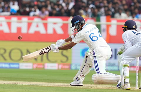 India's batter Yashasvi Jaiswal plays a shot during the first day of the second Test cricket match between India and England, at Dr Y S Rajasekhara Reddy ACA-VDCA Cricket Stadium in Visakhapatnam, Friday, Feb. 2, 2024.