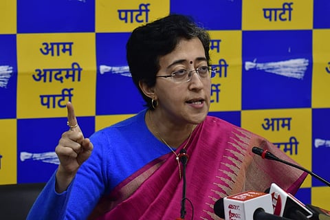 Delhi Education Minister Atishi Singh addressed the media at the AAP HQ in New Delhi on Tuesday.