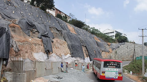 The current status of the retaining wall in Madikeri. 