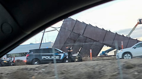 Authorities respond to the scene of a reported building collapse near the Boise Airport on Wednesday, Jan. 31, 2024, in Boise, Idaho.