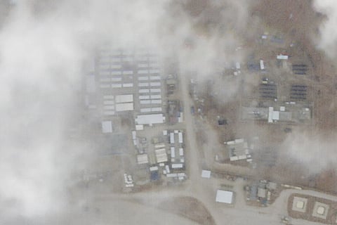 A satellite photo from Planet Labs PBC shows a military base known as Tower 22 in northeastern Jordan on Monday, Jan 29, 2024.