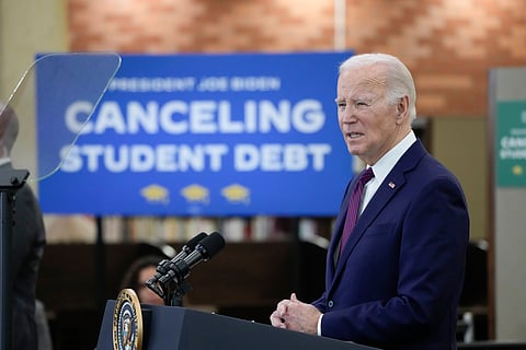 President Joe Biden speaks at Culver City Julian Dixon Library in Culver City, Calif., Wednesday, Feb. 21, 2024. 