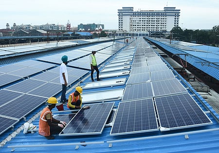 New solar panel has been installed on the roof top of Chennai central suburban station