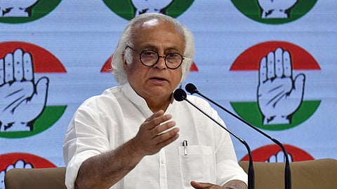 Congress leader Jairam Ramesh addresses a press conference at AICC headquarters, in New Delhi on Sunday, March 17, 2024.