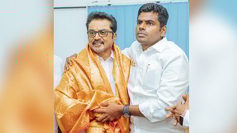 BJP Tamil Nadu unit president K Annamalai with Sarath Kumar 