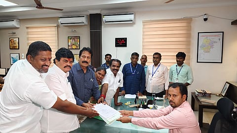 Dr Krishnasamy accompanied by former AIADMK Ministers Rajendra Balaji and M Rajalakshmi and Kadayanallur MLA Krishnamurali, filed nomination with the returning officer-cum-District Election Officer AK Kamal Kishore.
