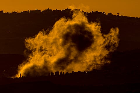 Representational image of smoke rising following an Israeli bombardment on southern Lebanon as seen from northern Israel.