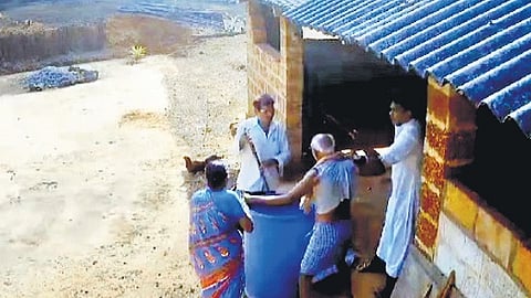 The CCTV footage of the priest manhandling the couple in Pariyalthadka village in Dakshina Kannada district 