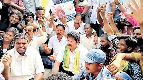 YSRC cadre gathered in large numbers at the MLA’s house.