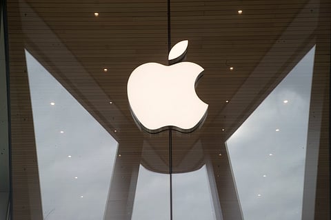Apple logo is displayed at the Apple store in the Brooklyn borough of New York. 