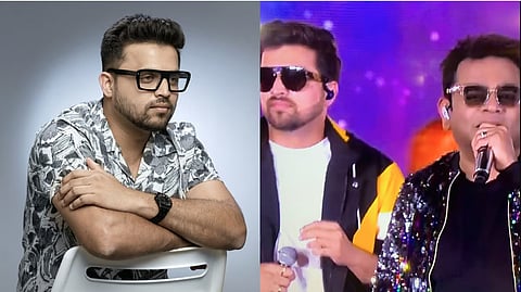 Nakul Abhyankar (L), Nakul Abhyankar performing with AR Rahman.