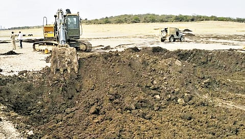 Soil dug from Krishna river at Chinthalapalem mandal