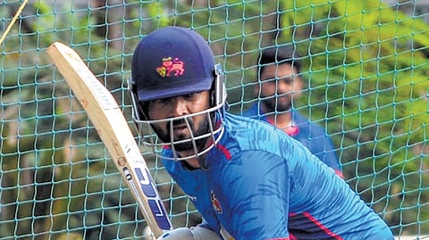 Mumbai skipper Ajinkya Rahane during a practice session on the eve of the semifinal clash against TN