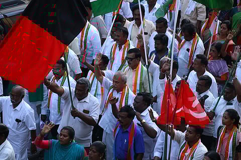 Funeral procession of the nine-year-old girl on Thursday, whose body was found dumped in a drain near her residence.