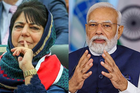 PDP chief Mehbooba Mufti (L) PM Narendra Modi (R)