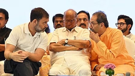 Congress leader Rahul with NCP  (Sharadchandra Pawar) leader Sharad Pawar and Shiv Sena (UBT)  Chief Uddhav Thackeray