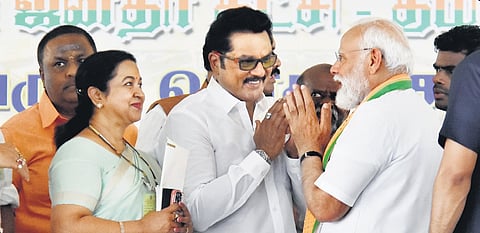 Radikaa Sarathkumar joined the BJP on March 12. Later, she met Prime Minister Narendra Modi at a public meeting on March 15.