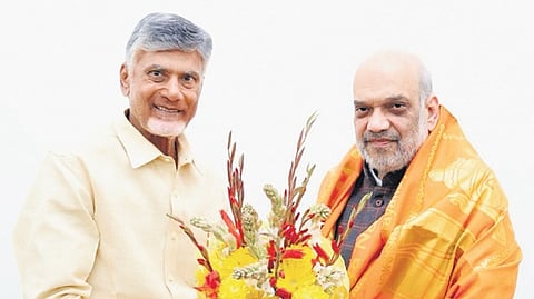 Chandrababu Naidu with Amit Shah.