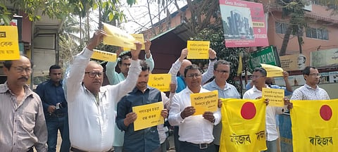 The protests were staged by the members of Aam Aadmi Party (AAP) and Raijor Dal in Guwahati, Dibrugarh, Sivasagar, Dhubri, Lakhimpur, and more.