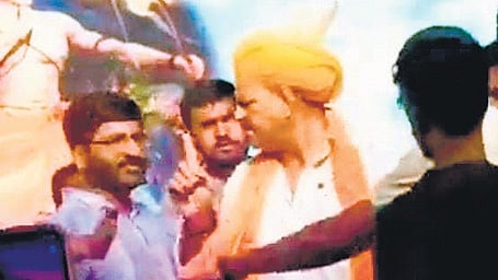 A screengrab of the scuffle among BJP workers in Chittorgarh