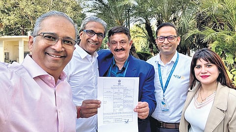 Manoj Chacko and his team Fly 91 taking a selfie after receiving air operating certificate from DGCA India