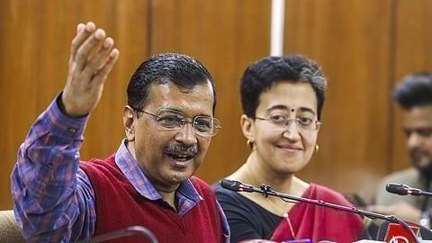 Delhi Chief Minister Arvind Kejriwal with Delhi Minister Atishi Singh 